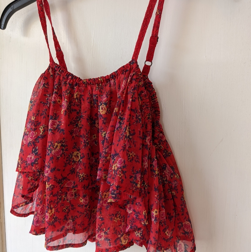 Urban outfitters crop top red women's tank top loose flowy boho